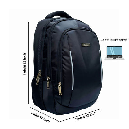 Daikon Polo  Laptop Backpack, Black, 15 Inch, 18x12x12 Inches, Multi-Compartment, laptop backpack for office & Travel Bag