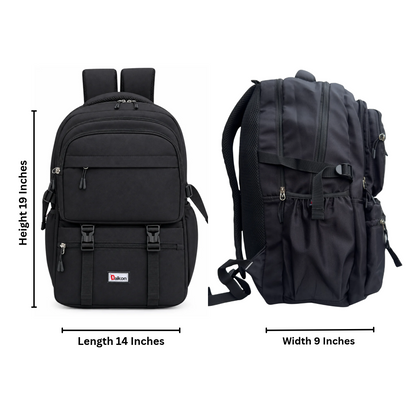 Daikon Large Backpack, Black, Multi-Compartment, 48 x 35 x 24 cm, Travel and Tekking