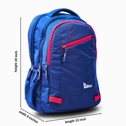 Daikon Backpack, Blue with Red Accents, 19 x 13 x 9 Inch, Multiple Compartments, School & Travel Bag